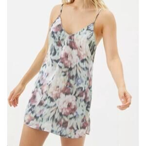 Out From Under Floral Slip Dress Size L‎ Watercolor Satin Mini Y2K Fairycore